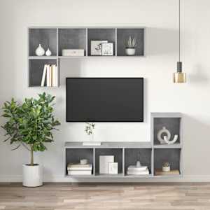 Nástěnná TV skříňka betonově šedá 37 x 37 x 142,5cm dřevotříska - obrázek 8