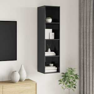 Nástěnná TV skříňka šedá vysoký lesk 37x37x142,5 cm dřevotříska - obrázek 5