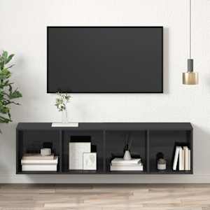 Nástěnná TV skříňka šedá vysoký lesk 37x37x142,5 cm dřevotříska - obrázek 1