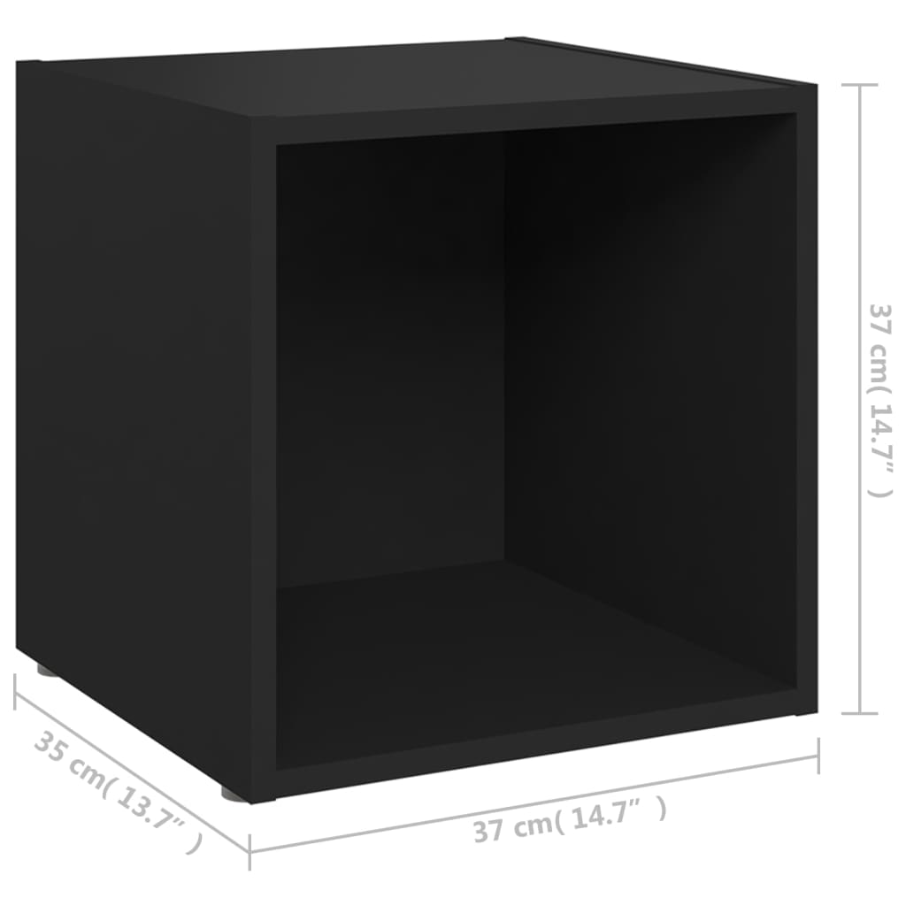 Comode TV, 2 buc., negru, 37x35x37 cm, PAL
