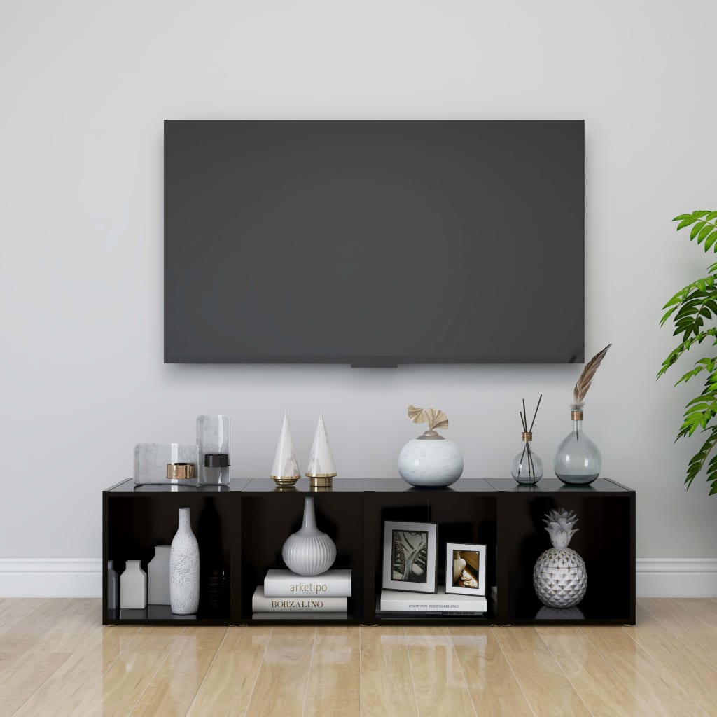 Tv-meubelen 4 st 37x35x37 cm spaanplaat zwart
