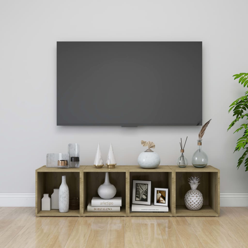 vidaXL Tv-meubelen 4 st 37x35x37 cm spaanplaat sonoma eikenkleurig