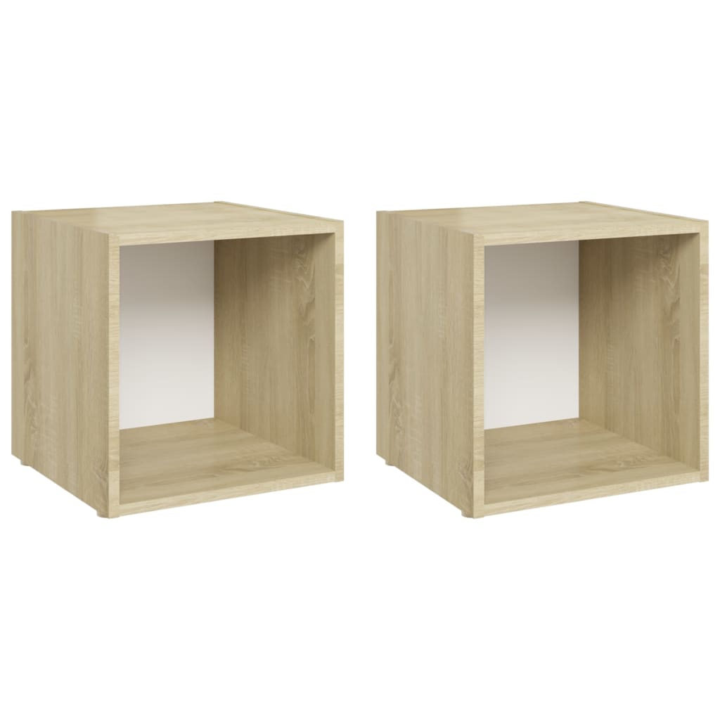 

vidaXL TV Cabinets 2 pcs White and Sonoma Oak 14.6"x13.8"x14.6" Engineered Wood