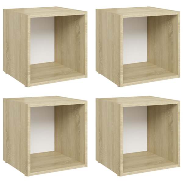vidaXL telerikapid 4 tk, valge ja Sonoma tamm, 37x35x37 cm, tehispuit