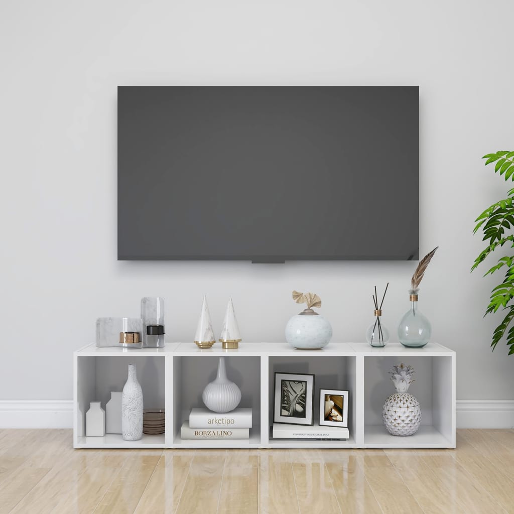 Meuble TV Blanc brillant 37x35x37 cm Aggloméré | meublestv.fr 10