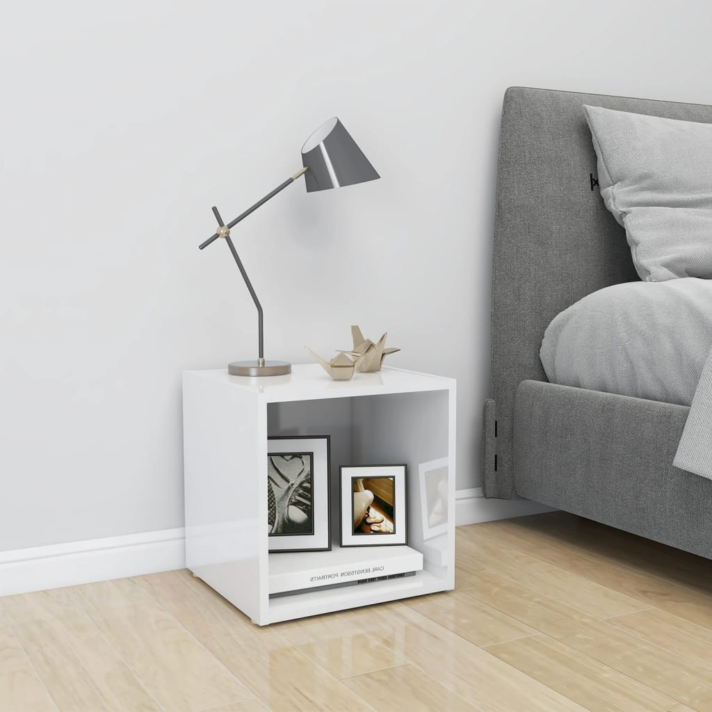 Petrashop  TV stolek bílý s vysokým leskem 37 x 35 x 37 cm dřevotříska