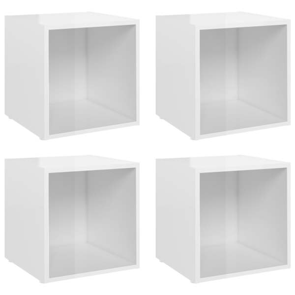 vidaXL telerikapid 4 tk k&otilde;rgl&auml;ikega valge 37x35x37 cm tehispuit