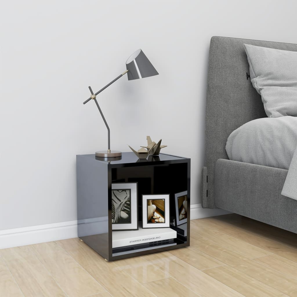 Petrashop  TV stolek s vysokým leskem černý 37 x 35 x 37 cm dřevotříska