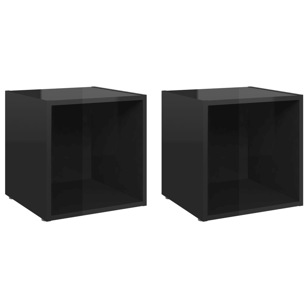 

vidaXL TV Cabinets 2 pcs High Gloss Black 14.6"x13.8"x14.6" Engineered Wood