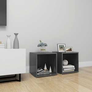 TV stolky 2 ks šedé vysoký lesk 37x35x37 cm kompozitní dřevo - obrázek 1
