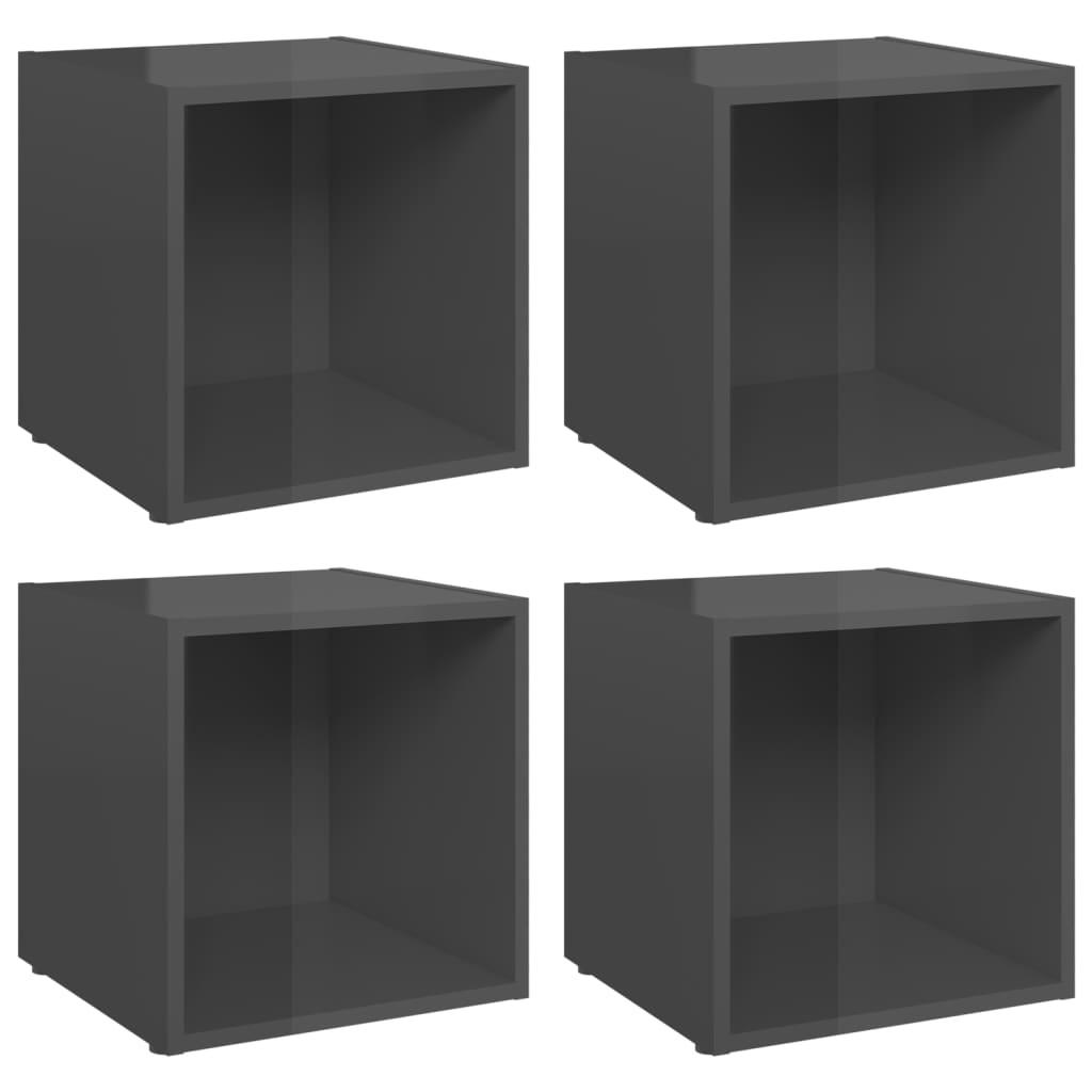 vidaXL TV stolky 4 ks šedé vysoký lesk 37x35x37 cm kompozitní dřevo