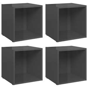 TV stolky 4 ks šedé vysoký lesk 37x35x37 cm kompozitní dřevo - obrázek 2