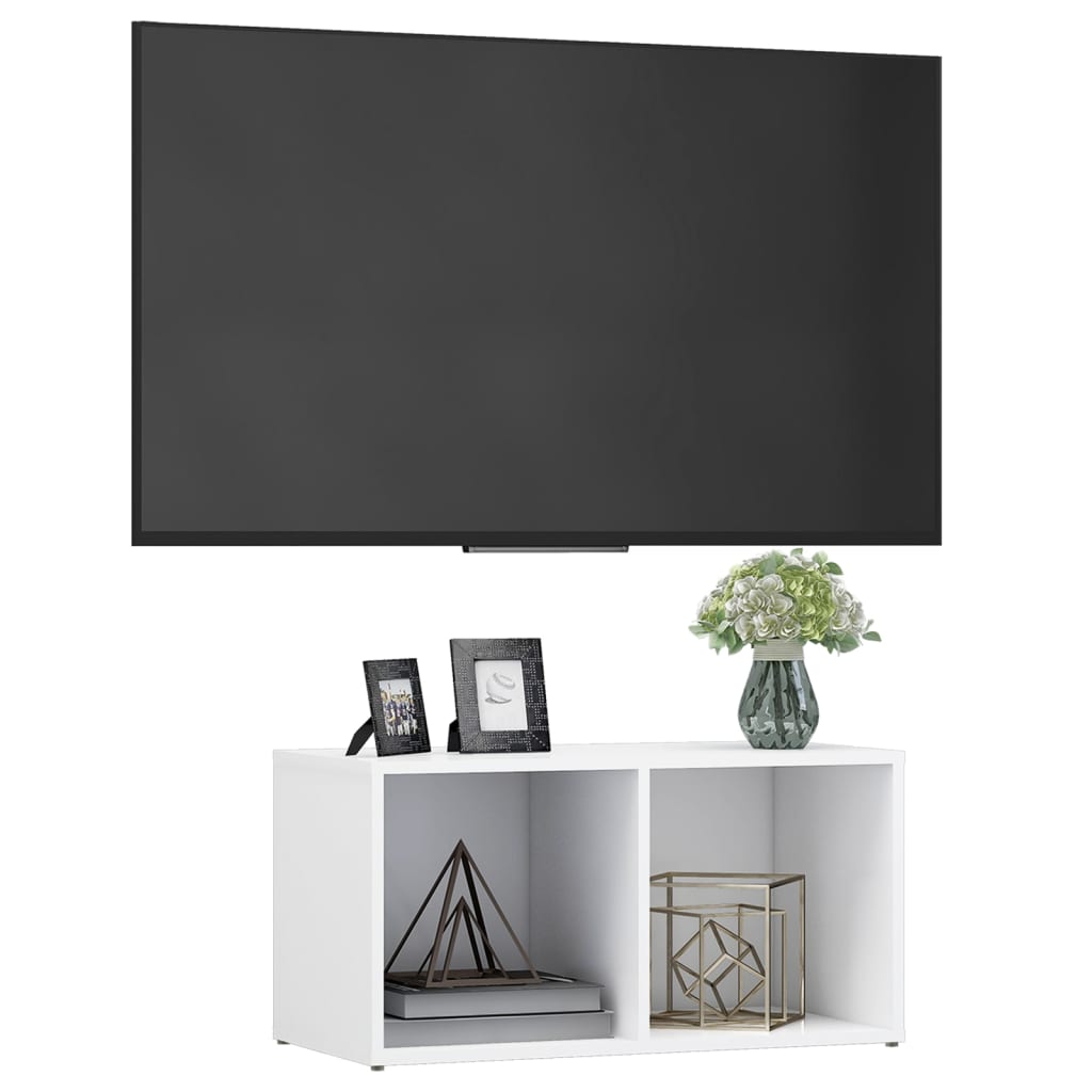 Meuble TV Blanc 72x35x36,5 cm Aggloméré | meublestv.fr 4