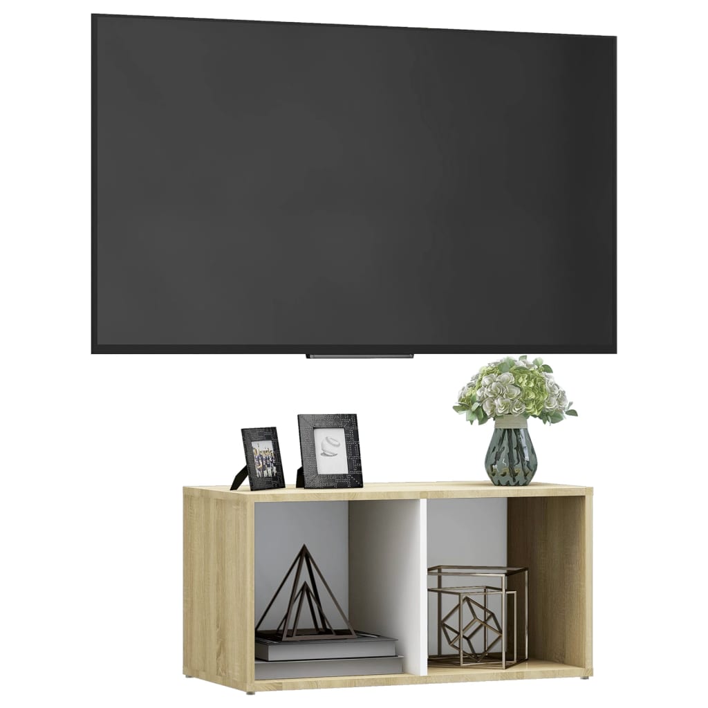 

vidaXL Tv-meubel 72x35x36,5 cm spaanplaat wit en sonoma eikenkleurig