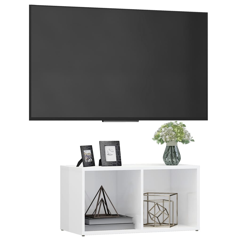 Meuble TV Blanc brillant 72x35x36,5 cm Aggloméré | meublestv.fr 4