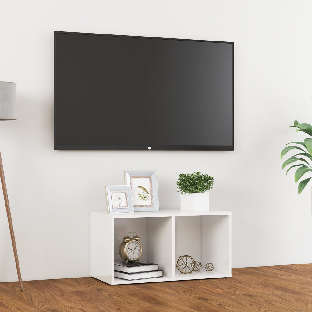 Petrashop  TV stolek bílý s vysokým leskem 72 x 35 x 36,5 cm dřevotříska