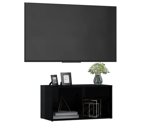 vidaXL magasfényű fekete szerelt fa TV-szekrény 72 x 35 x 36,5 cm