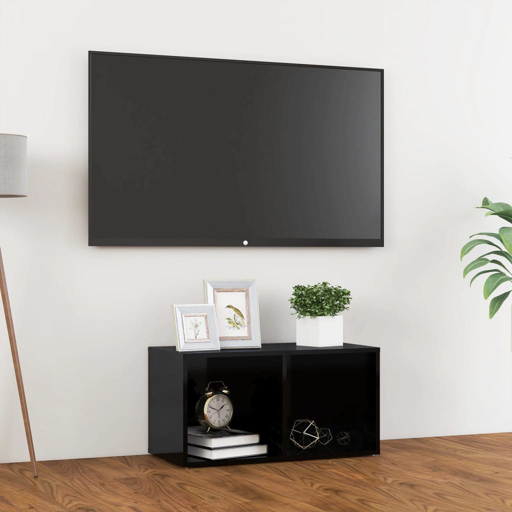 Petrashop  TV stolek černý s vysokým leskem 72 x 35 x 36,5 cm dřevotříska