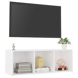 TV stolek bílý 107 x 35 x 37 cm dřevotříska - obrázek 7