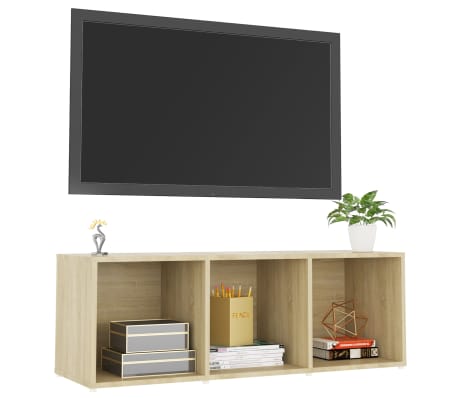 vidaXL Meuble TV ch&ecirc;ne sonoma 107x35x37 cm bois d&rsquo;ing&eacute;nierie