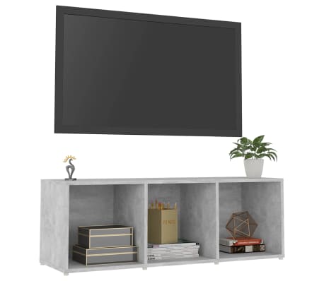 vidaXL Meuble TV gris béton 107x35x37 cm bois d’ingénierie