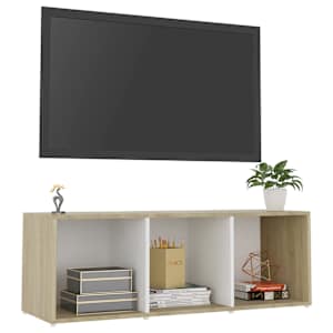 TV stolek bílý a dub sonoma 107 x 35 x 37 cm kompozitní dřevo - obrázek 3