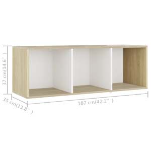 TV stolek bílý a dub sonoma 107 x 35 x 37 cm kompozitní dřevo - obrázek 8
