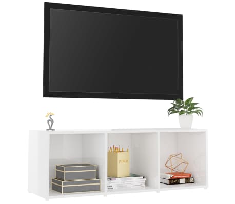 vidaXL TV-benk h&oslash;yglans hvit 107x35x37 cm konstruert tre