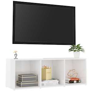 TV stolek bílý s vysokým leskem 107 x 35 x 37 cm dřevotříska - obrázek 3