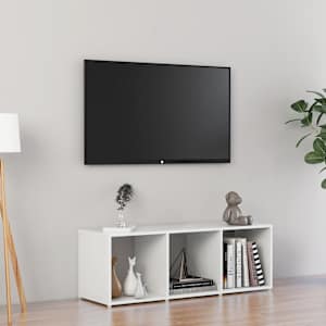 TV stolek bílý s vysokým leskem 107 x 35 x 37 cm dřevotříska - obrázek 1