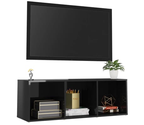 vidaXL Έπιπλο Τηλεόρασης Γυαλιστερό Μαύρο 107x35x37 εκ. Μοριοσανίδα