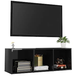 vidaXL Έπιπλο Τηλεόρασης Γυαλιστερό Μαύρο 107x35x37 εκ. Μοριοσανίδα