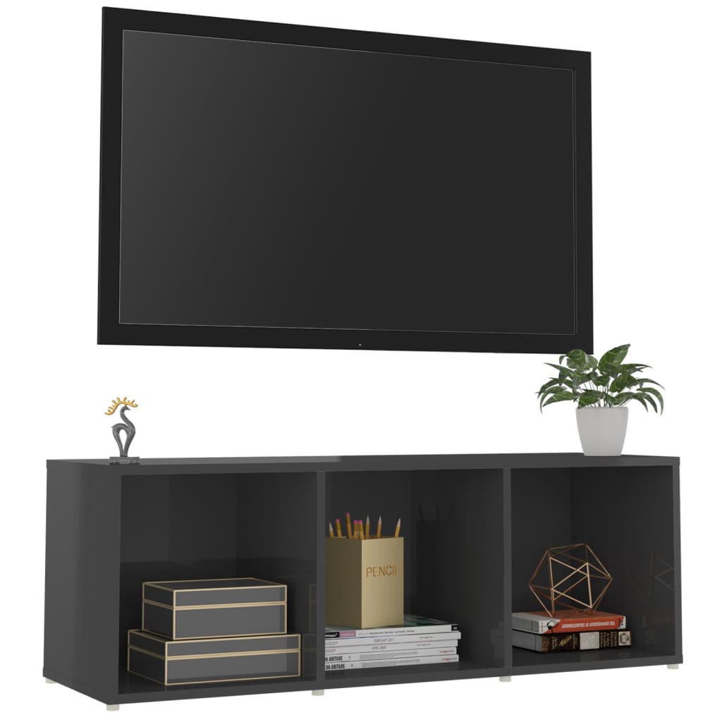 

vidaXL Tv-meubel 107x35x37 cm spaanplaat hoogglans grijs