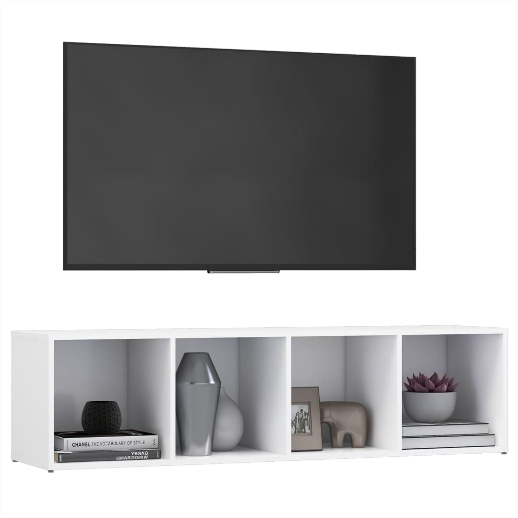 Meuble TV Blanc 142,5x35x36,5 cm Aggloméré | meublestv.fr 4