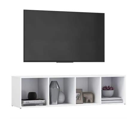 vidaXL TV spintelė, balta, 142,5x35x36,5cm, fanera