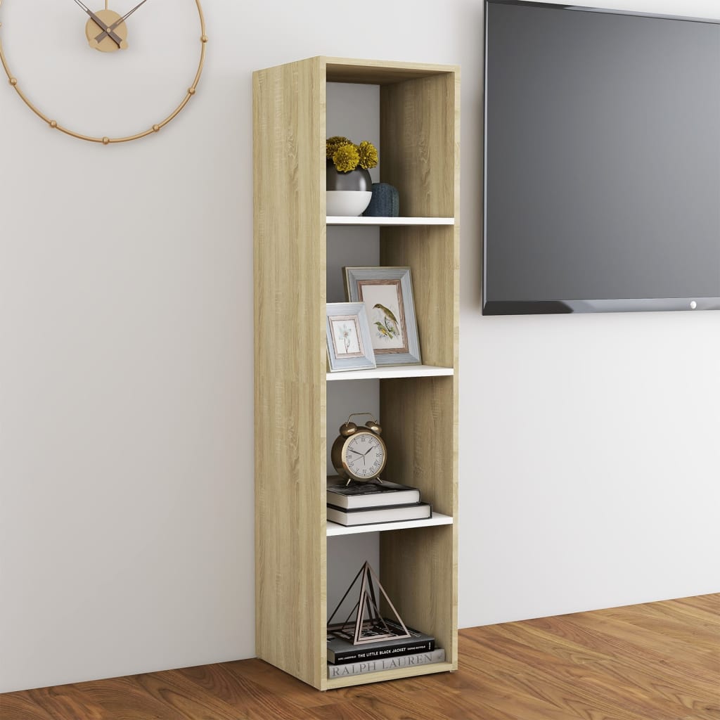 TV-Schrank Weiß Sonoma-Eiche 142,5x35x36,5 cm Holzwerkstoff