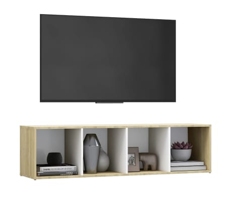 vidaXL Έπιπλο Τηλεόρασης Λευκό/Sonoma Δρυς 142,5x35x36,5εκ Μοριοσανίδα