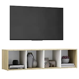 vidaXL Έπιπλο Τηλεόρασης Λευκό/Sonoma Δρυς 142,5x35x36,5εκ Μοριοσανίδα