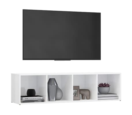 vidaXL TV-bänk vit högglans 142,5x35x36,5 cm konstruerat trä