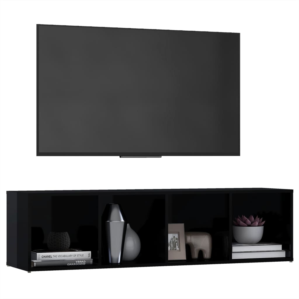 

vidaXL Tv-meubel 142,5x35x36,5 cm spaanplaat hoogglans zwart