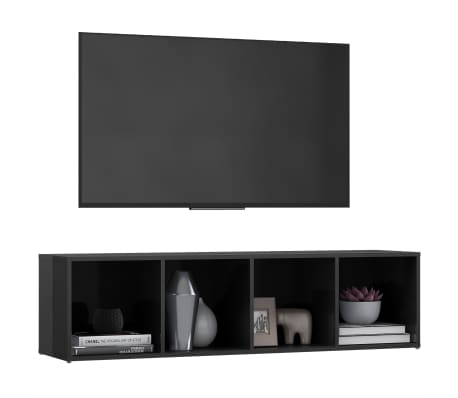 vidaXL Szafka pod TV, wysoki połysk, szara, 142,5x35x36,5 cm