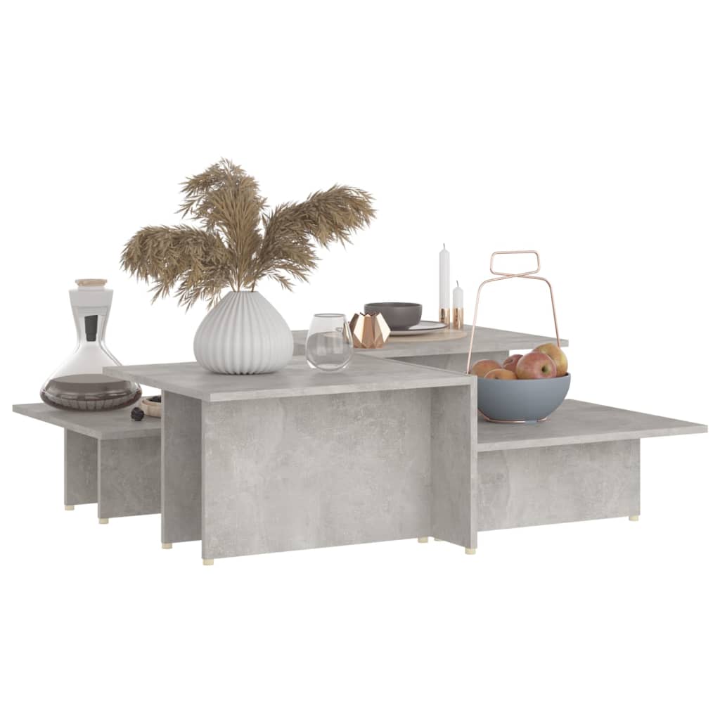 

vidaXL Salontafels 2 st 111,5x50x33 cm bewerkt hout betongrijs