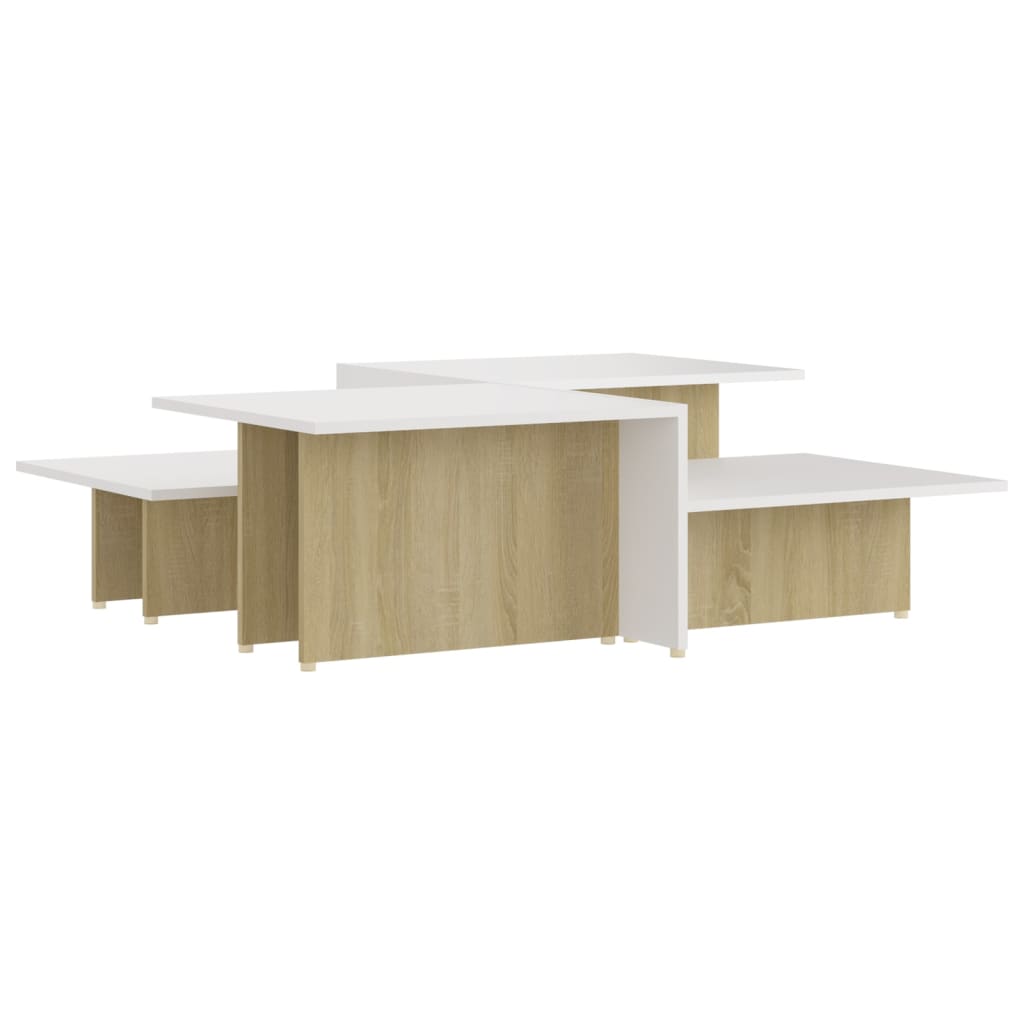 

vidaXL Coffee Tables 2 pcs Sonoma Oak and White 43.9"x19.7"x13" Engineered Wood