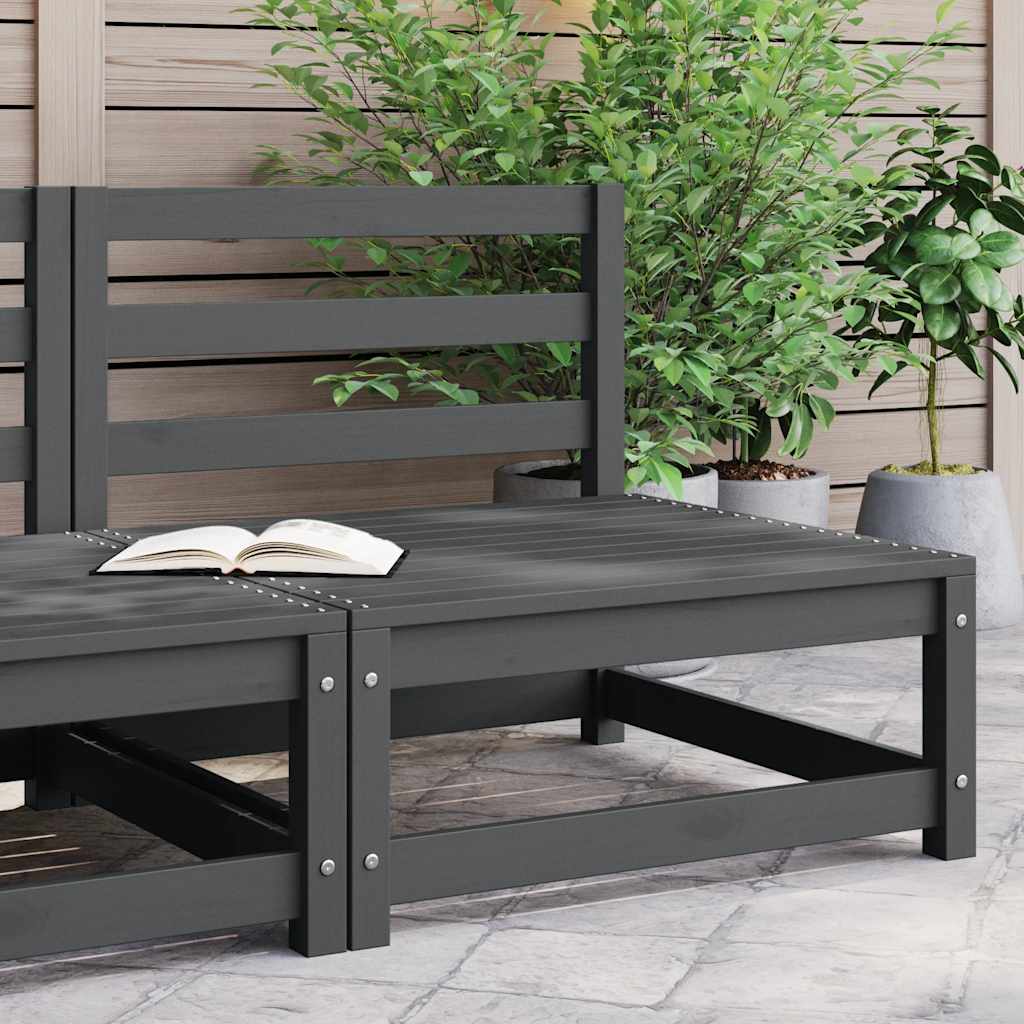 vidējais dārza dīvāns, pelēks, priedes masīvkoks