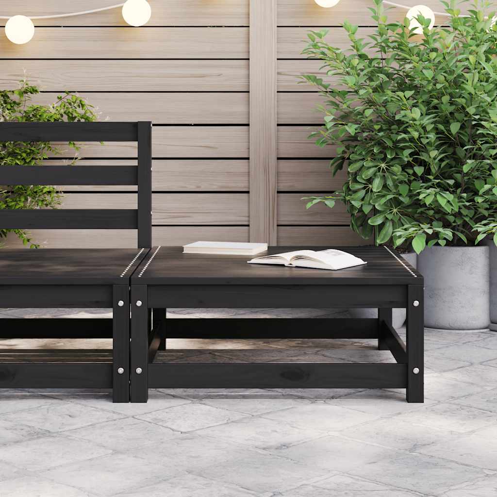 vidaXL Tuinvoetenbank 70x70x30 cm massief grenenhout zwart afbeelding