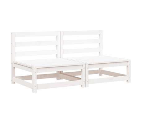 vidaXL Garten-Mittelsofas 2 Stk. Wei&szlig; Kiefer Massivholz