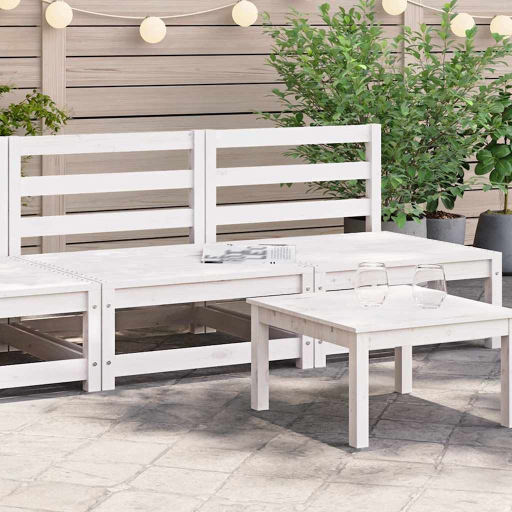 vidaXL Garten-Mittelsofas 2 Stk. Weiß Kiefer Massivholz