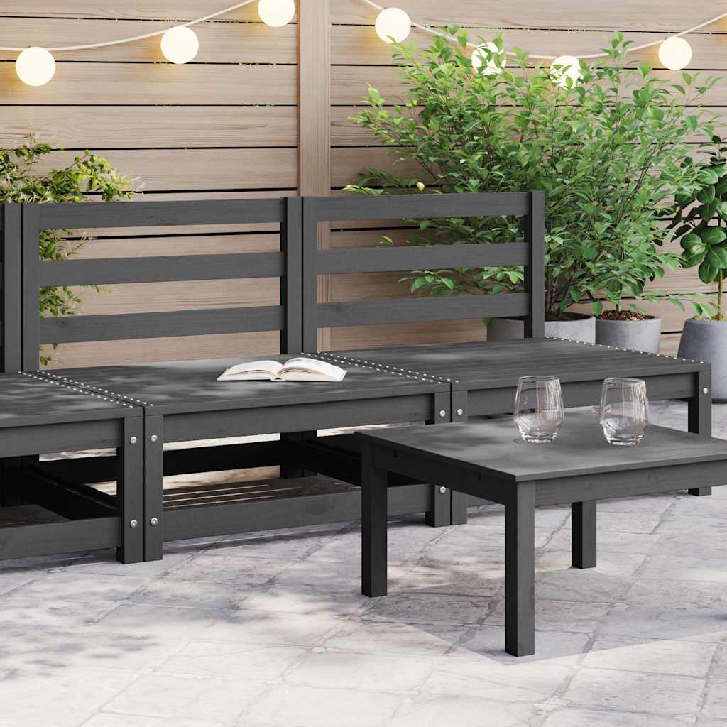 vidējie dārza dīvāni, 2 gab., pelēks, priedes masīvkoks