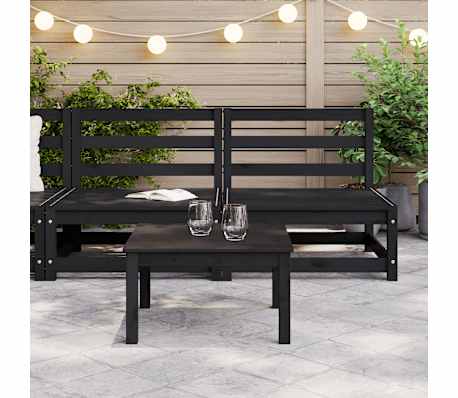 vidaXL Canap&eacute;s centraux de jardin 2 pcs noir bois de pin massif