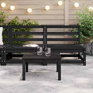 vidaXL Canap&eacute;s centraux de jardin 2 pcs noir bois de pin massif